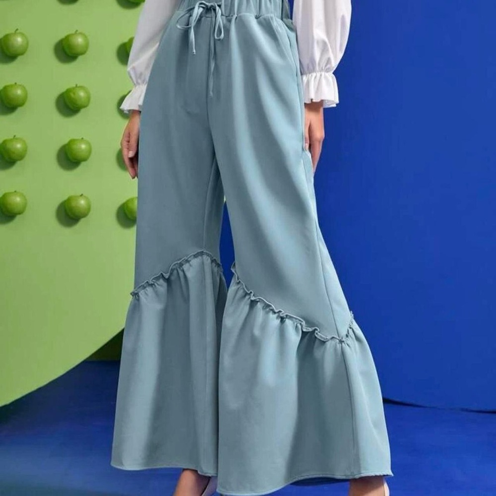 Boho wide leg ruffle pants
